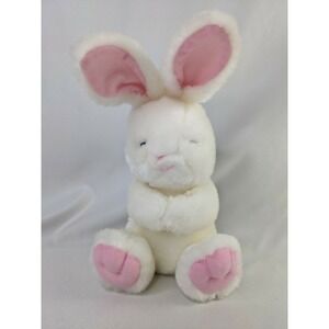 Kelloggs White Rabbit Plush Bunny 7 Inch Pink Ears Feet Stuffed Animal Toy